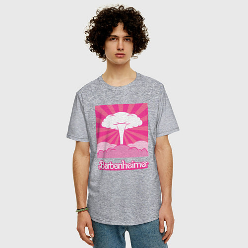Мужская футболка оверсайз Розовый гриб - Барбигеймер / Меланж – фото 3