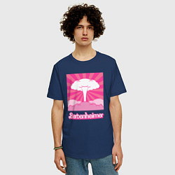 Футболка оверсайз мужская Розовый гриб - Барбигеймер, цвет: тёмно-синий — фото 2