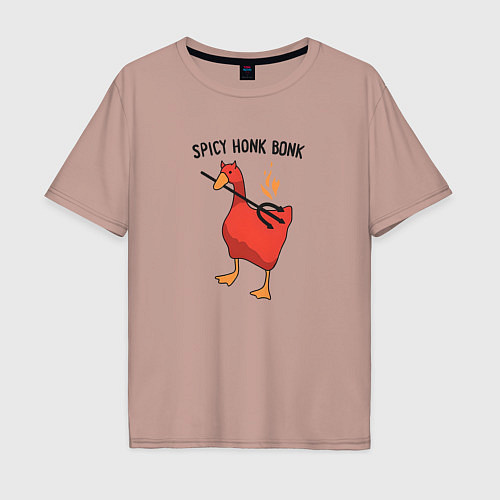 Мужская футболка оверсайз Spicy honk bonk - Untitled Goose Game / Пыльно-розовый – фото 1