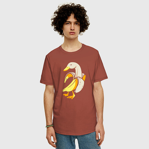 Мужская футболка оверсайз Банановый гусь / Кирпичный – фото 3