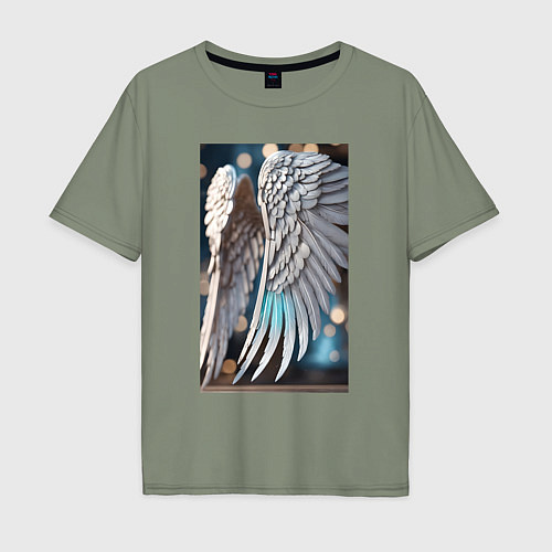 Мужская футболка оверсайз Ангельские крылья - нейросеть / Авокадо – фото 1