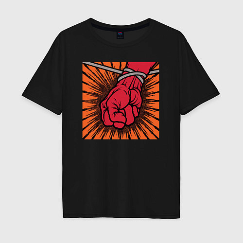 Мужская футболка оверсайз Обложка альбома St Anger группы Metallica / Черный – фото 1