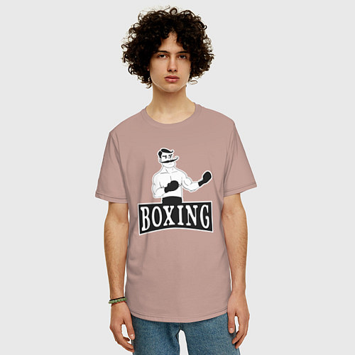 Мужская футболка оверсайз Boxing man / Пыльно-розовый – фото 3