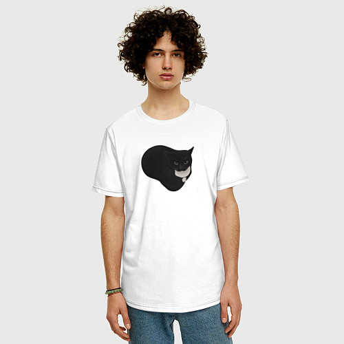 Мужская футболка оверсайз Maxwell cat / Белый – фото 3
