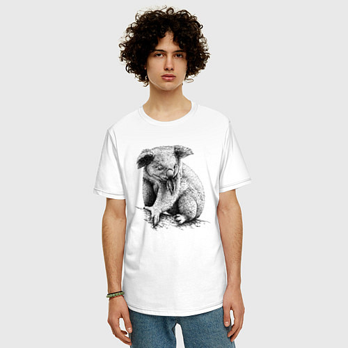 Мужская футболка оверсайз Коала штрихами / Белый – фото 3