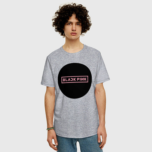 Мужская футболка оверсайз Black pink - logotype - group - South Korea / Меланж – фото 3
