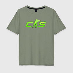 Футболка оверсайз мужская CS2 green logo, цвет: авокадо