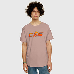 Футболка оверсайз мужская CS 2 orange logo, цвет: пыльно-розовый — фото 2