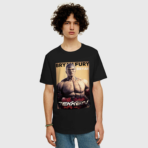 Мужская футболка оверсайз Tekken 8 Bryan Fury / Черный – фото 3