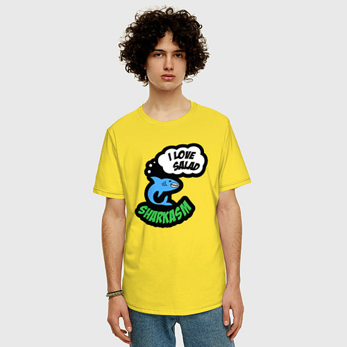 Мужская футболка оверсайз Я люблю салат / Желтый – фото 3