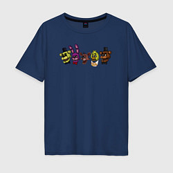 Футболка оверсайз мужская FNAF головы, цвет: тёмно-синий