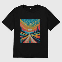 Футболка оверсайз мужская Дорога в даль, цвет: черный