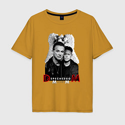 Футболка оверсайз мужская Depeche Mode - Dave Gahan and Martin Gore, цвет: горчичный