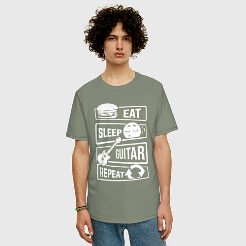 Мужская футболка оверсайз Еда сон гитара / Авокадо – фото 3