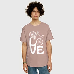 Футболка оверсайз мужская Любовь велосипедиста, цвет: пыльно-розовый — фото 2