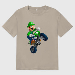 Футболка оверсайз мужская Луиджи на байке, цвет: миндальный