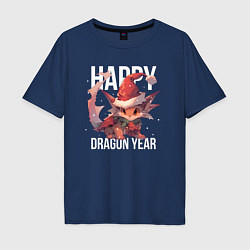 Футболка оверсайз мужская Happy Dragon year, цвет: тёмно-синий