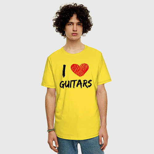Мужская футболка оверсайз Люблю гитары / Желтый – фото 3