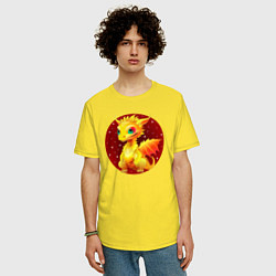 Футболка оверсайз мужская Дракон знак зодиака, цвет: желтый — фото 2