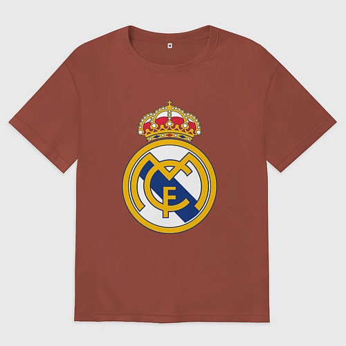 Мужская футболка оверсайз Real madrid fc sport / Кирпичный – фото 1