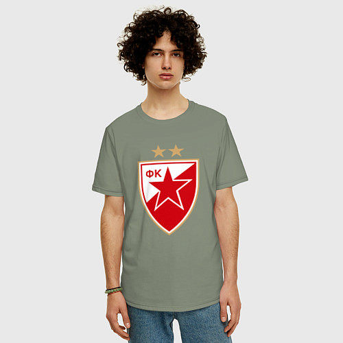 Мужская футболка оверсайз Црвена звезда сербия / Авокадо – фото 3