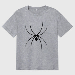 Футболка оверсайз мужская Черный паук минимал, цвет: меланж