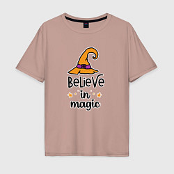 Мужская футболка оверсайз Believe in magic ведьмина шляпа хэллоуин