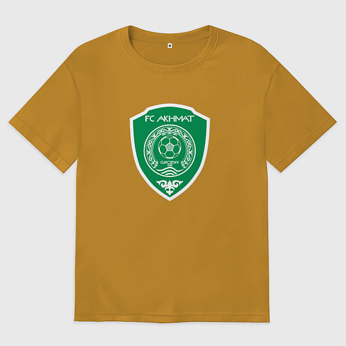 Мужская футболка оверсайз Футбольный клуб Ахмат кавказ / Горчичный – фото 1