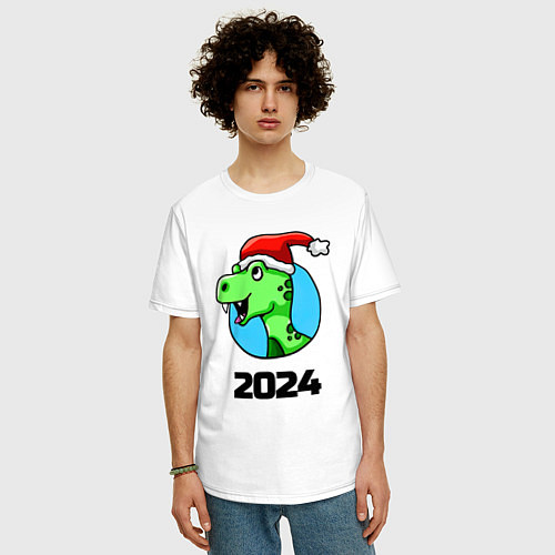 Мужская футболка оверсайз Год дракона 2024 / Белый – фото 3