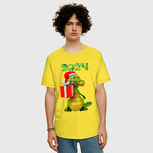 Мужская футболка оверсайз Дракон с подарком 2024 / Желтый – фото 3