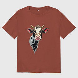Футболка оверсайз мужская Злая корова, цвет: кирпичный