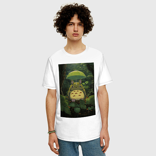 Мужская футболка оверсайз Тоторо мой сосед / Белый – фото 3