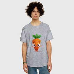Футболка оверсайз мужская Морковка кавайная, цвет: меланж — фото 2
