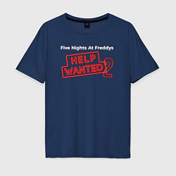 Футболка оверсайз мужская Five nights at Freddys help wanted 2 logo, цвет: тёмно-синий