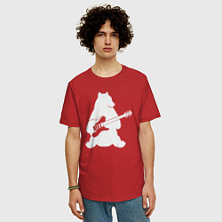 Футболка оверсайз мужская Мишутка с гитарой, цвет: красный — фото 2