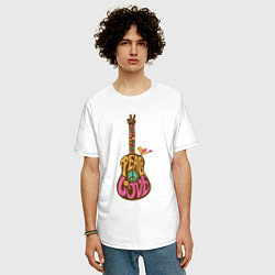 Футболка оверсайз мужская Peace guitar, цвет: белый — фото 2