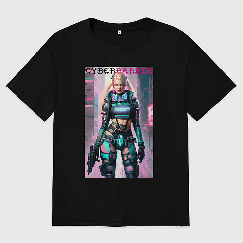 Мужская футболка оверсайз Cyber Barbie - fantasy - neural network / Черный – фото 1