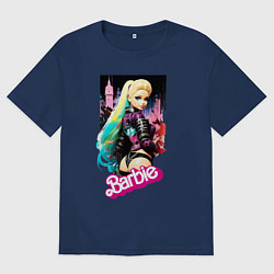 Футболка оверсайз мужская Барби в городе - ai art, цвет: тёмно-синий