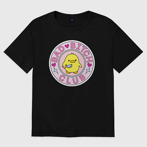 Мужская футболка оверсайз Bad bitch club / Черный – фото 1