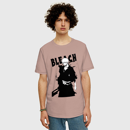Мужская футболка оверсайз Блич ичиго куросаки из манги / Пыльно-розовый – фото 3