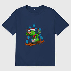 Футболка оверсайз мужская Год зелёного дракона 2024, цвет: тёмно-синий