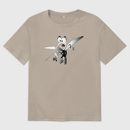 Мужская футболка оверсайз Напуганный-комар / Миндальный – фото 1