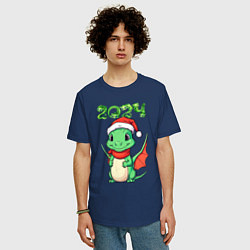 Футболка оверсайз мужская Милый дракончик 2024, цвет: тёмно-синий — фото 2