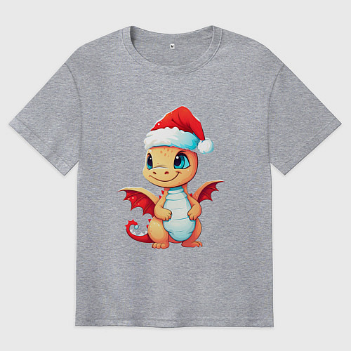 Мужская футболка оверсайз Милый дракончик 2024 / Меланж – фото 1