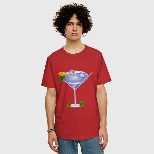 Мужская футболка оверсайз Мультяшный коктейль / Красный – фото 3