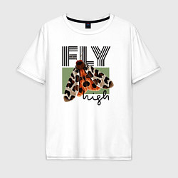 Футболка оверсайз мужская Fly high moth, цвет: белый