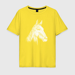 Футболка оверсайз мужская Голова белой лошади, цвет: желтый