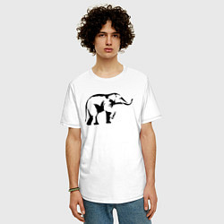 Футболка оверсайз мужская Слон в профиль, цвет: белый — фото 2