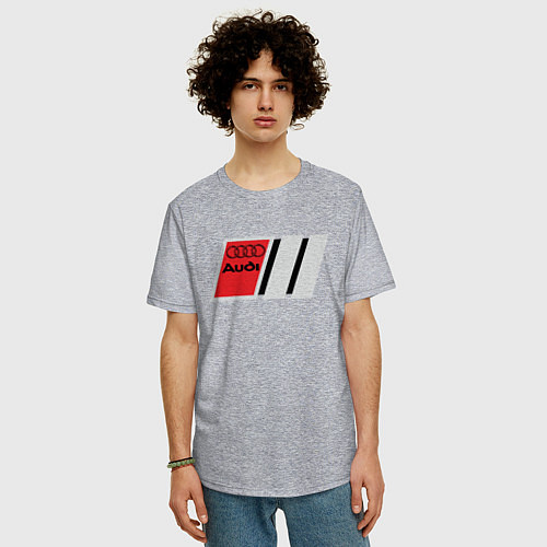 Мужская футболка оверсайз Audi logo / Меланж – фото 3