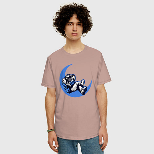 Мужская футболка оверсайз Space chill / Пыльно-розовый – фото 3